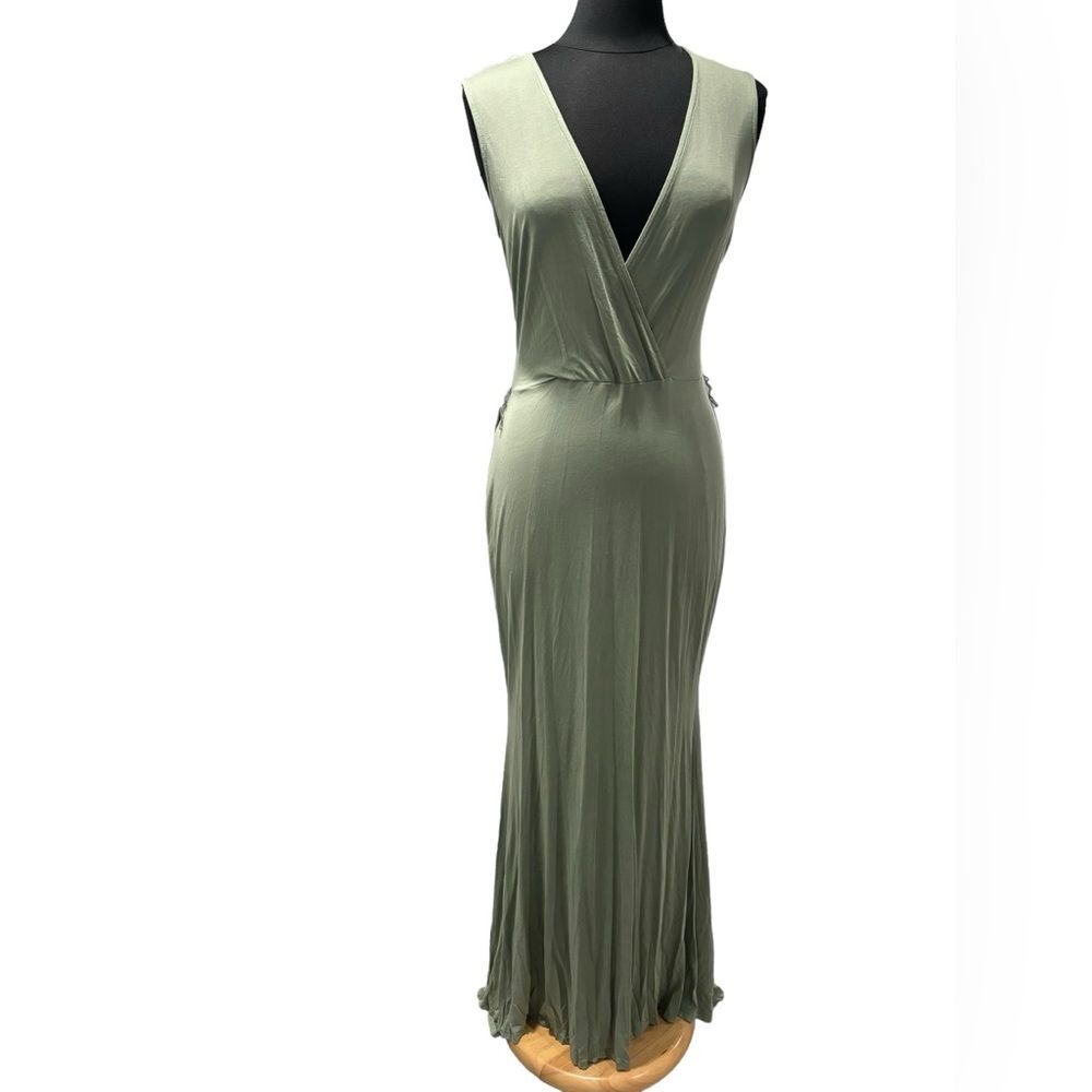 Worthington Green Long Sleeveless VaVa Voom Form Fitting Maxi Dress-size L